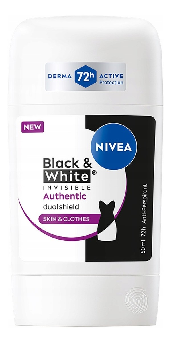 Black white invisible authentic antyperspirant w sztyfcie