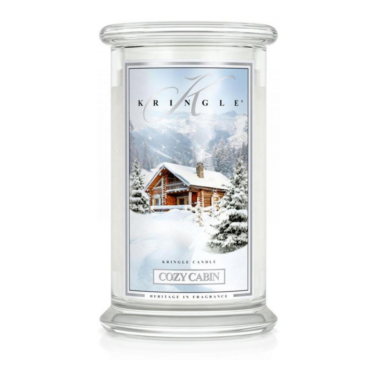 Kringle Candle Duża świeca zapachowa z dwoma knotami cozy cabin 623g
