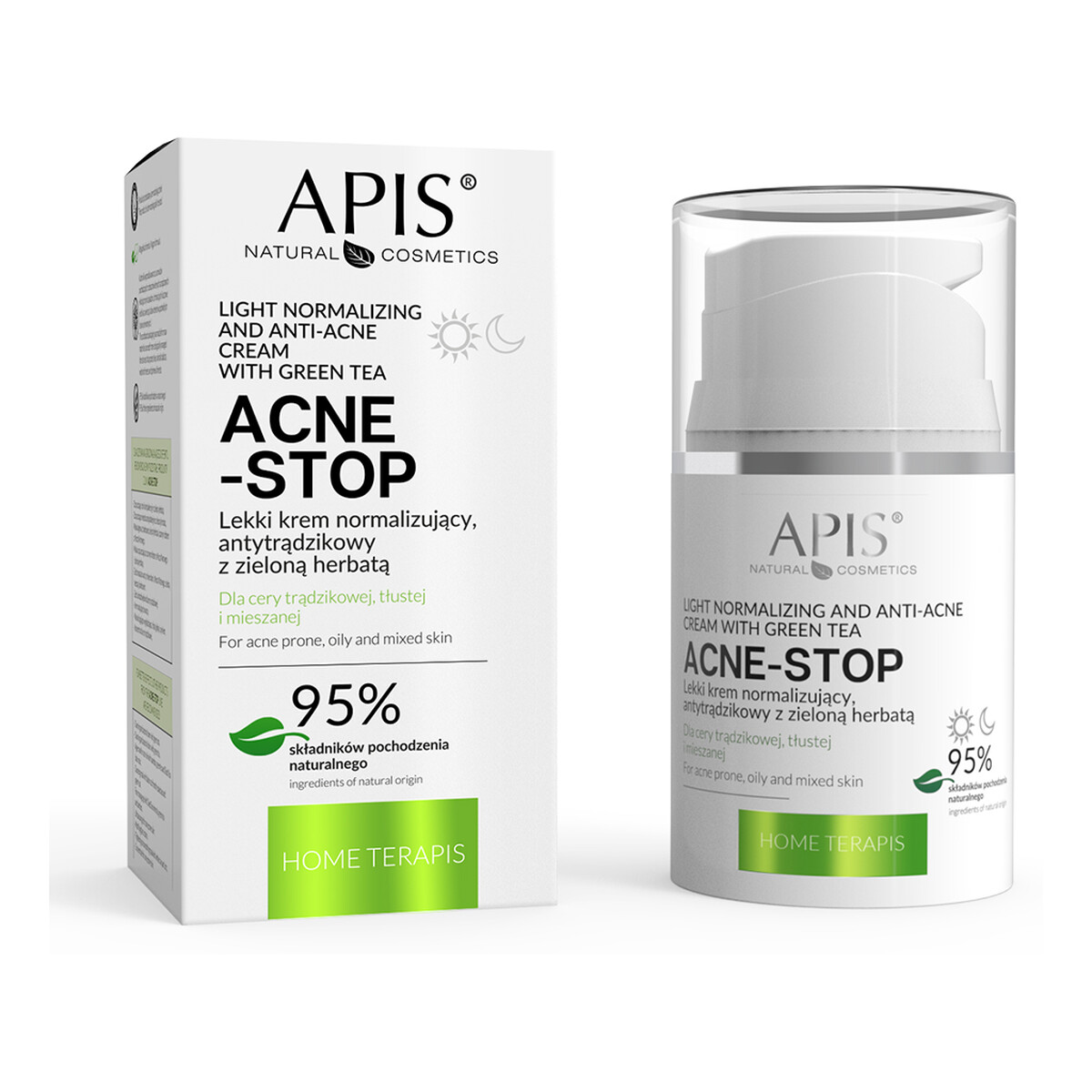 Apis Acne-Stop lekki krem normalizujący antytrądzikowy z zieloną herbatą 50ml