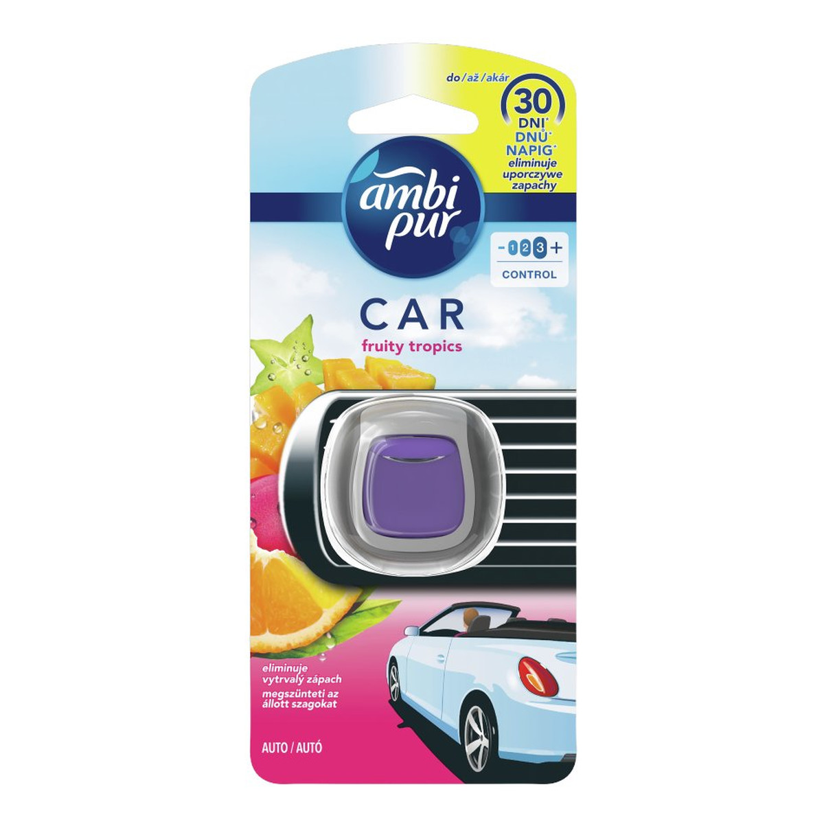 Ambi Pur Car Fruity Tropics Zestaw startowy samochodowego odświeżacza powietrza 2ml