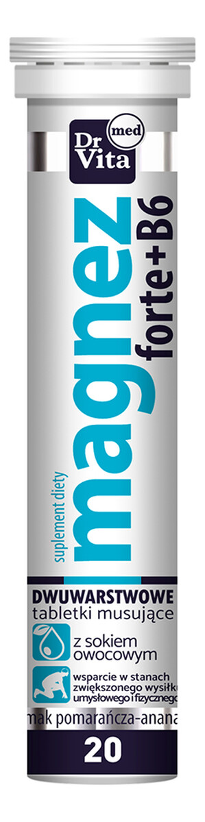 Magnez forte + b6 z sokiem suplement diety 20 tabletek musujących