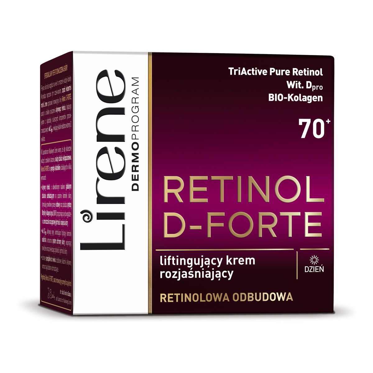 Lirene Retinol D-Forte 70+ Liftingujący krem rozjaśniający na dzień 50ml
