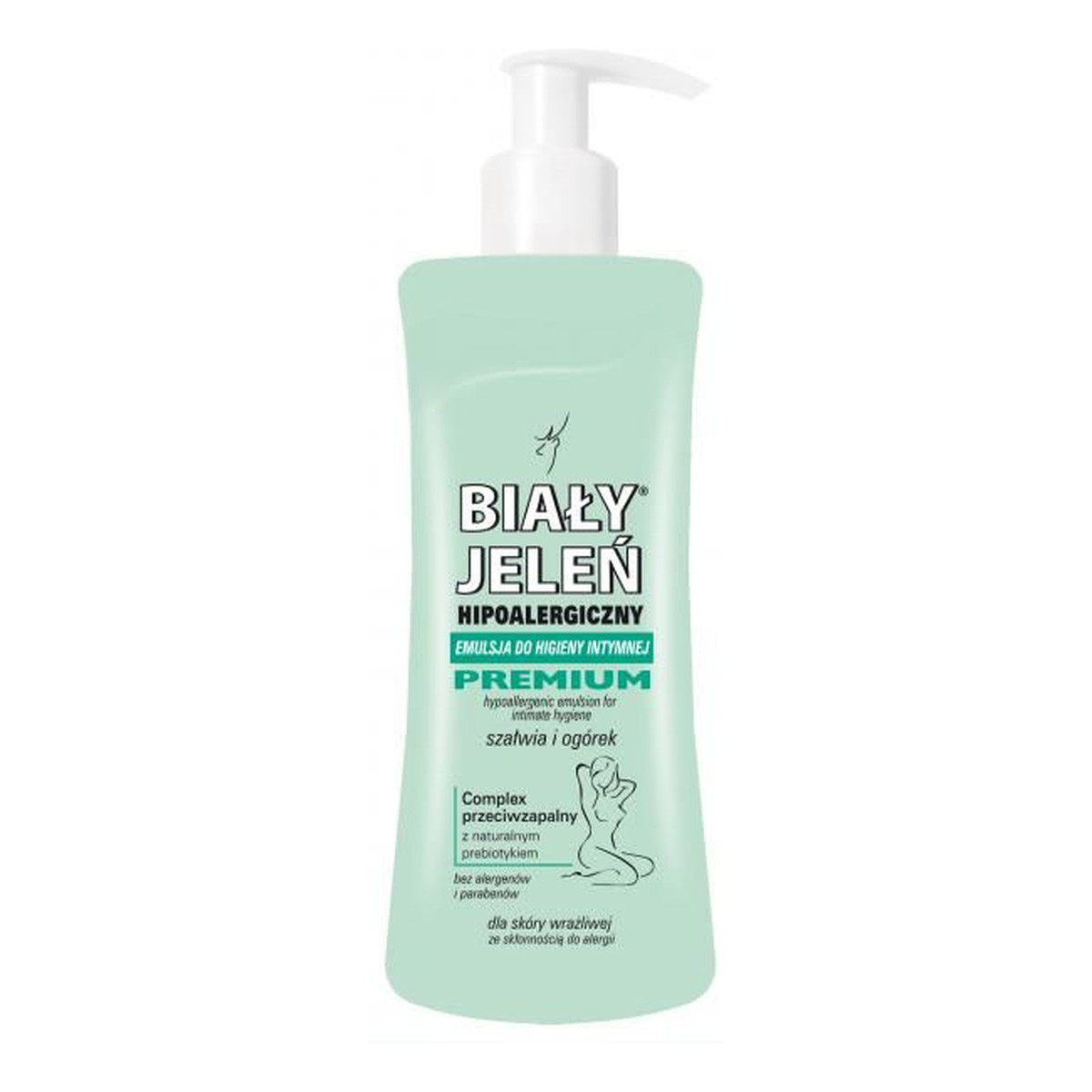 Biały Jeleń Premium Hipoalergiczna Emulsja Do Higieny Intymnej z Szałwią i Ogórkiem 265ml
