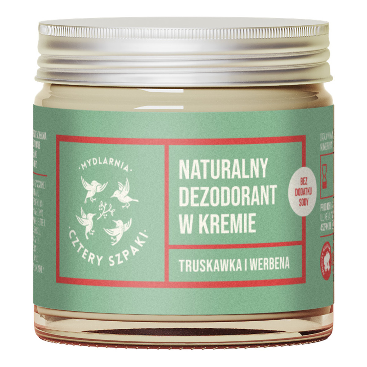 Mydlarnia Cztery Szpaki Delikatny Naturalny dezodorant w kremie Truskawka i Werbena bez dodatku sody 60ml