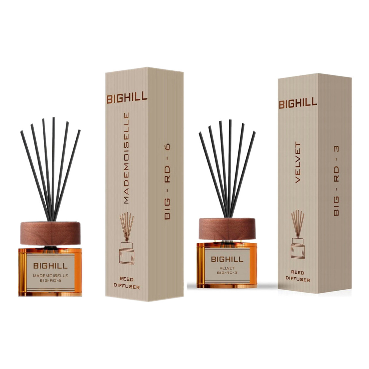 Bighill Ekskluzywny dyfuzor zapachowy z patyczkami Mademoiselle + Velvet 2x120ml