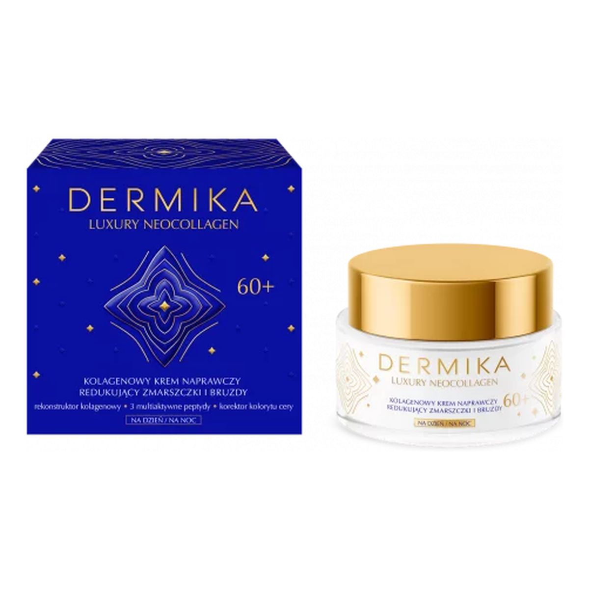 Dermika Luxury Neocollagen 60+ kolagenowy krem naprawczy do redukcji zmarszczek i bruzd na dzień i na noc 50ml