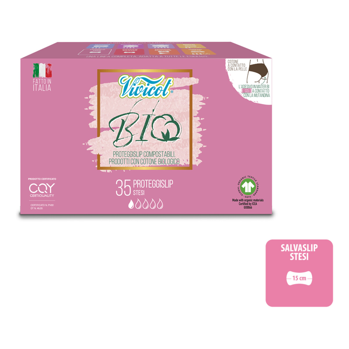 Vivicot Bio Wkładki Higieniczne Z Organicznej Bawełny Niebielone Chlorem Kompostowalne 35szt