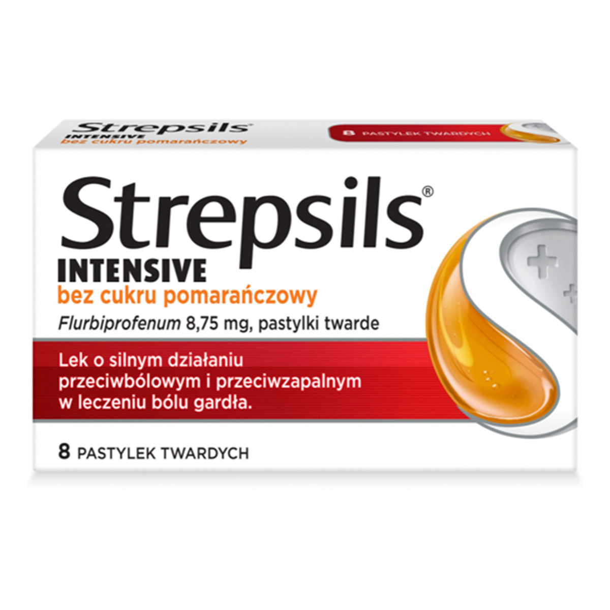 Strepsils Intensive bez cukru pomarańczowy pastylki do ssania 8szt.