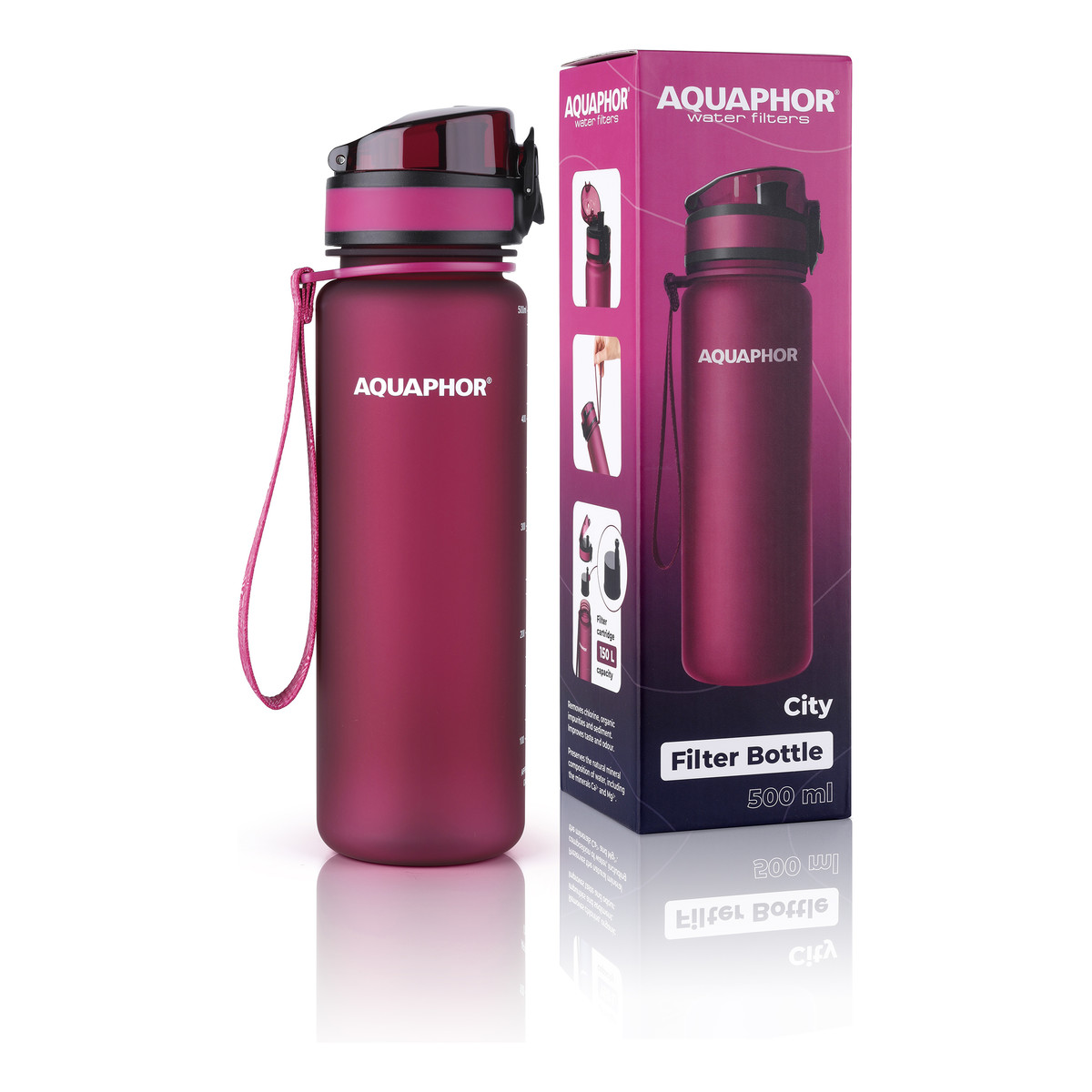 Aquaphor Butelka filtrująca City Bordowa 500ml