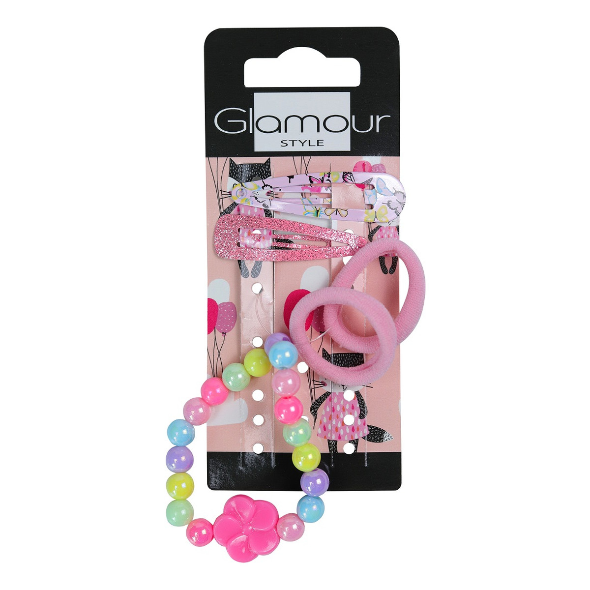 Glamour Kids Zestaw gumki do włosów 2szt. + spinki do włosów 2szt.+ bransoletka motylki