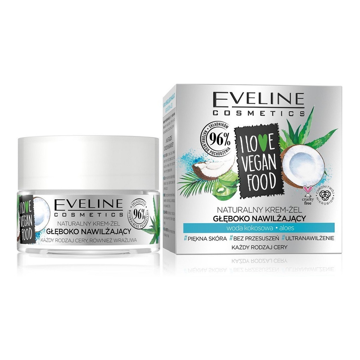 Eveline I Love Vegan Food Naturalny Krem-Żel Głęboko Nawilżający Woda Kokosowa & Aloes 50ml