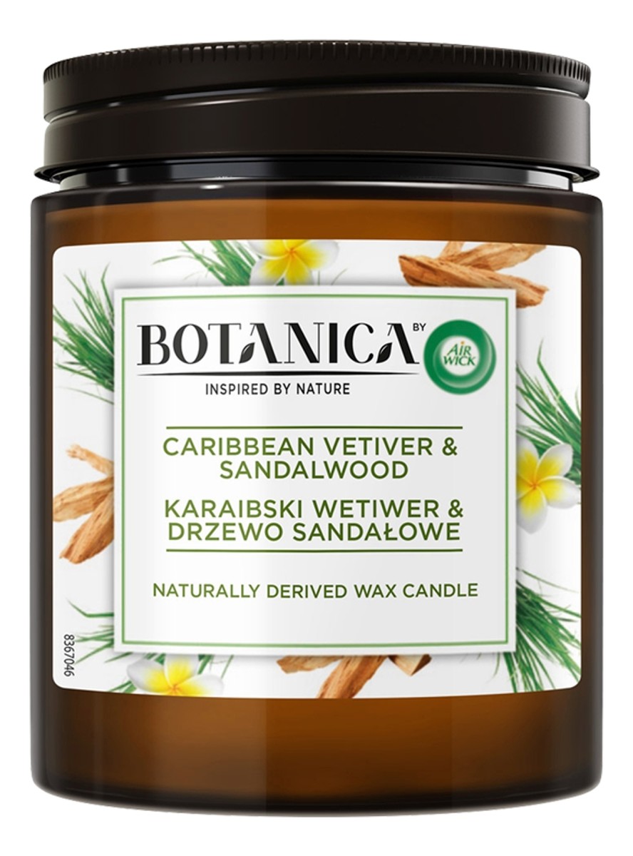 świeca z wosku naturalnego pochodzenia karaibski wetiwer & drzewo sandałowe