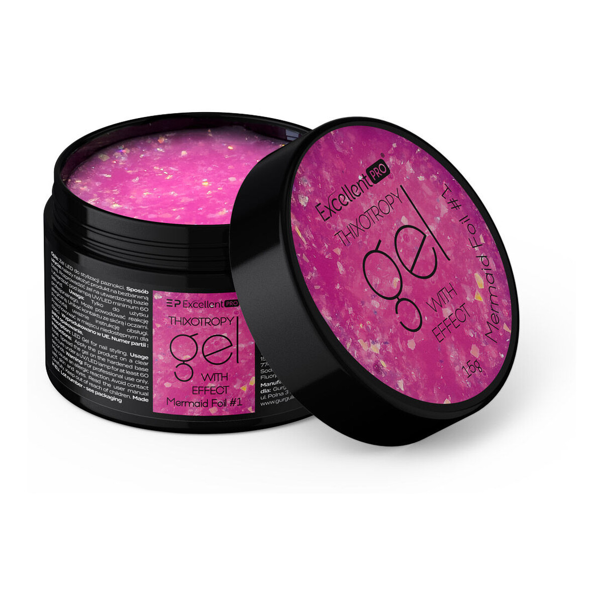 Excellent PRO Thixotropy Gel With Effect Żel budujący mermaid foil #1 15g