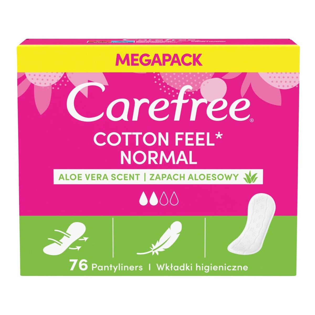 Carefree Cotton feel normal wkładki higieniczne aloe 76 sztuk