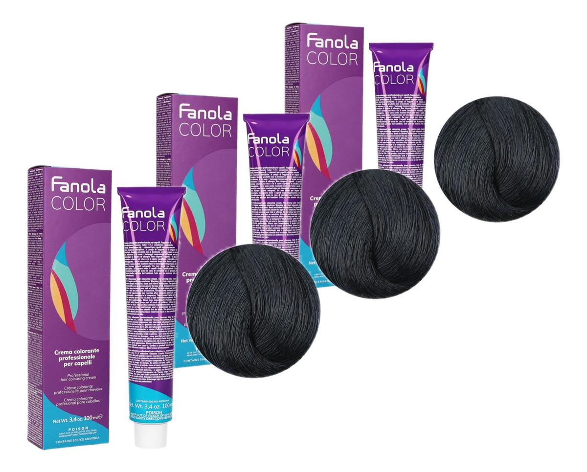 Krem koloryzujący Farba do włosów 1.0 Czarna Black 3x100ml