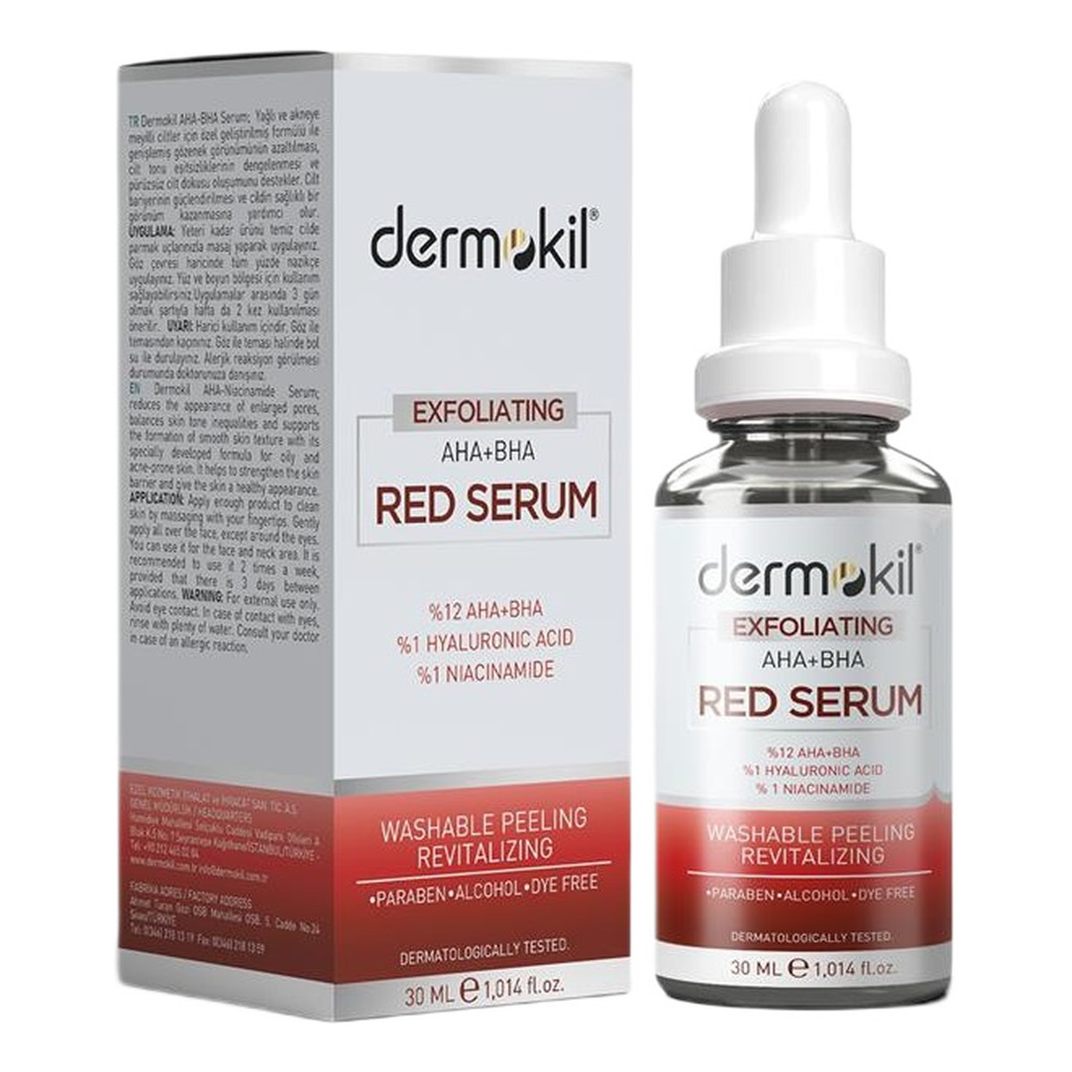 Dermokil Exfoliating aha+bha niacinamide red serum złuszczające serum do twarzy 30ml