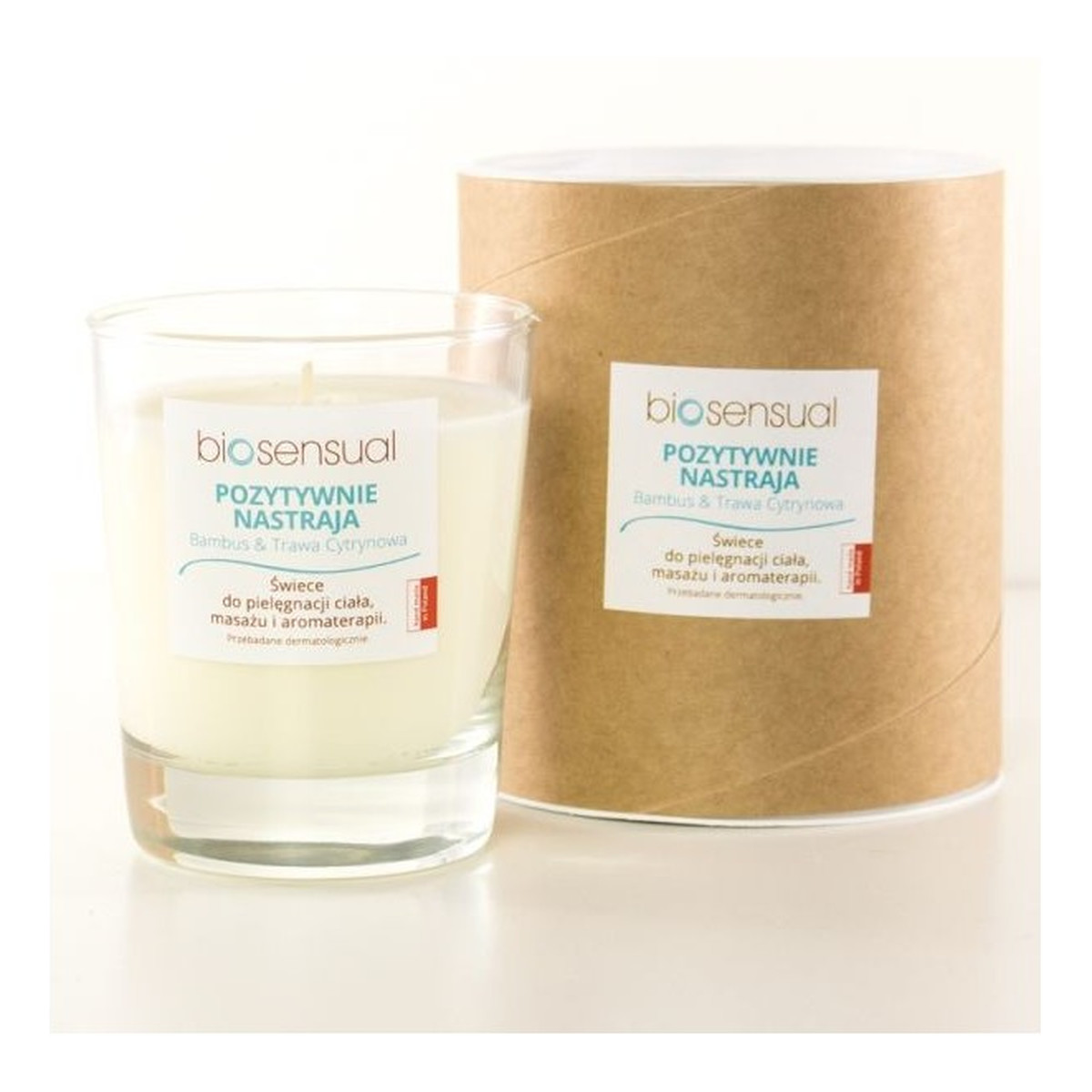 Biosensual Pozytywnie Nastraja świeca do pielęgnacji ciała masażu i aromaterapii Bambus & Trawa Cytrynowa 200ml