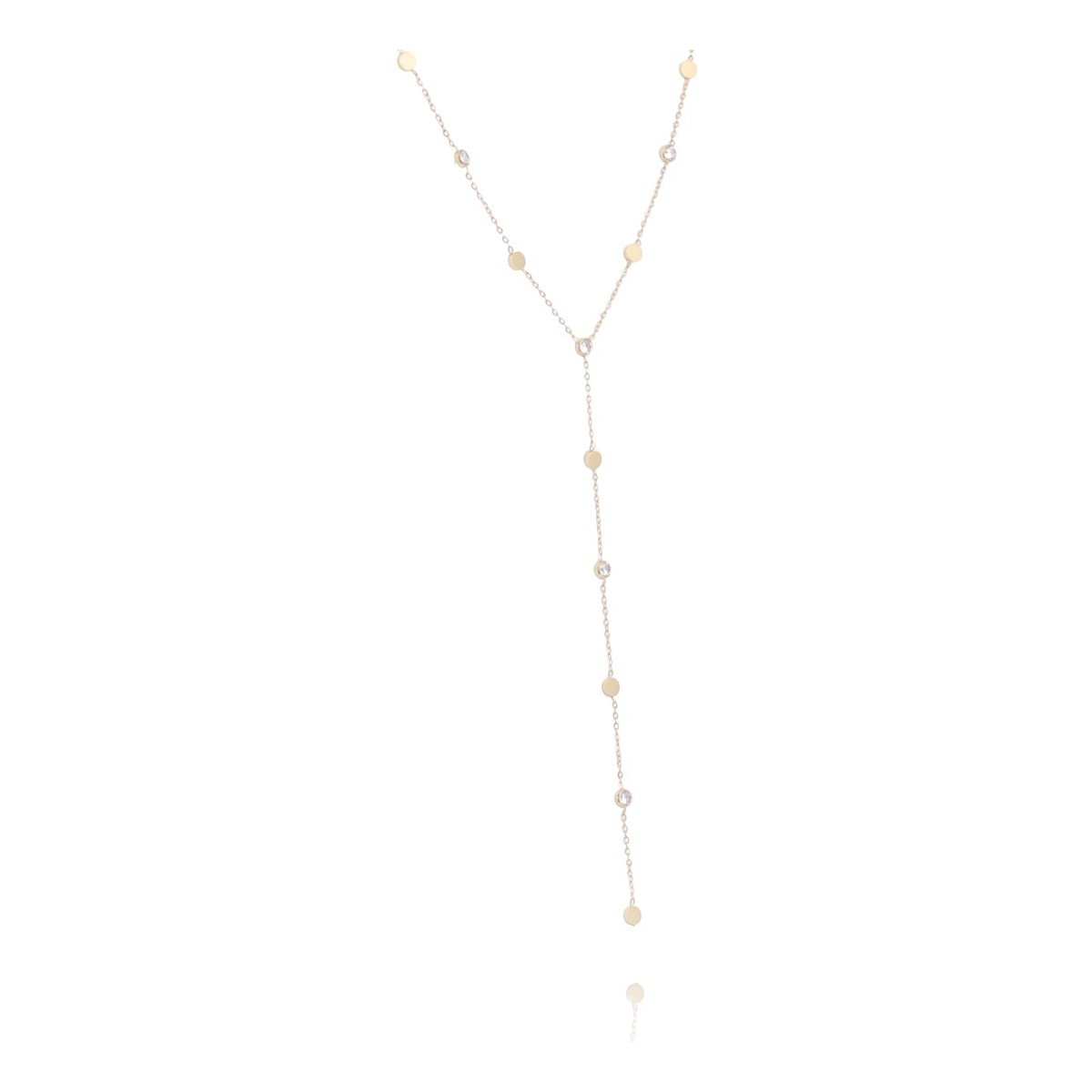 Ecarla Naszyjnik ze stali szlachetnej - z cyrkoniami i łańcuszkiem