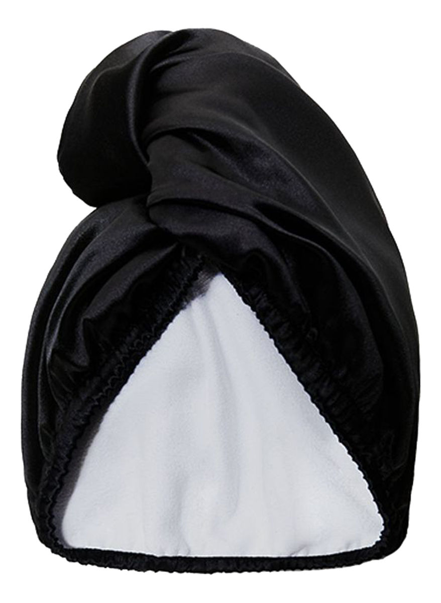 Satin Towel Wrap dwustronny turban satynowy do włosów Black