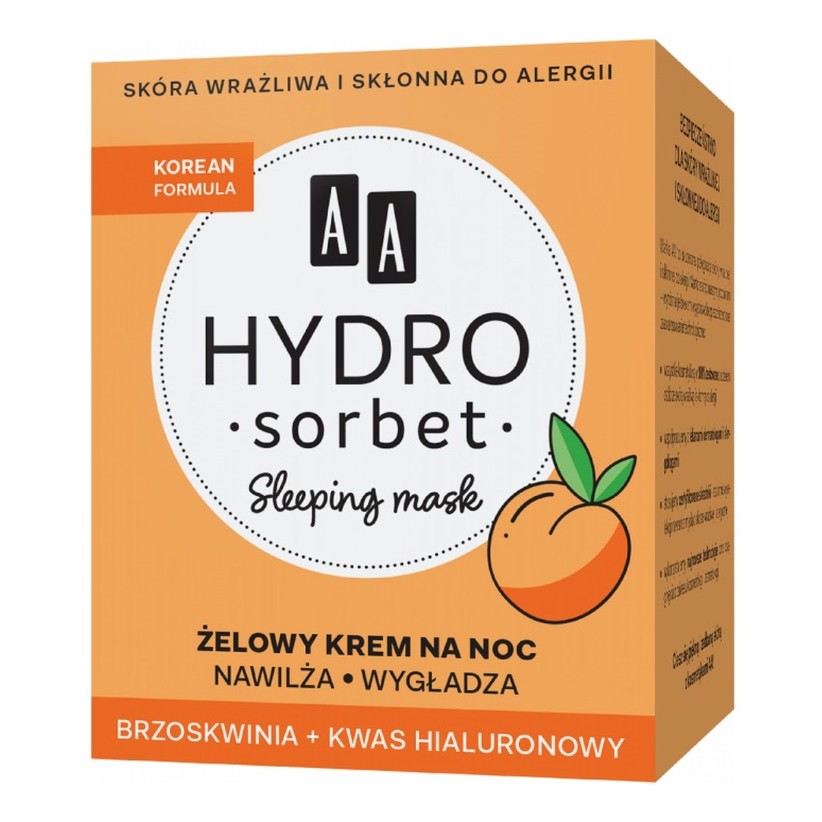 AA Hydro Sorbet Korean Formula Sleeping Mask żelowy krem na noc 50ml