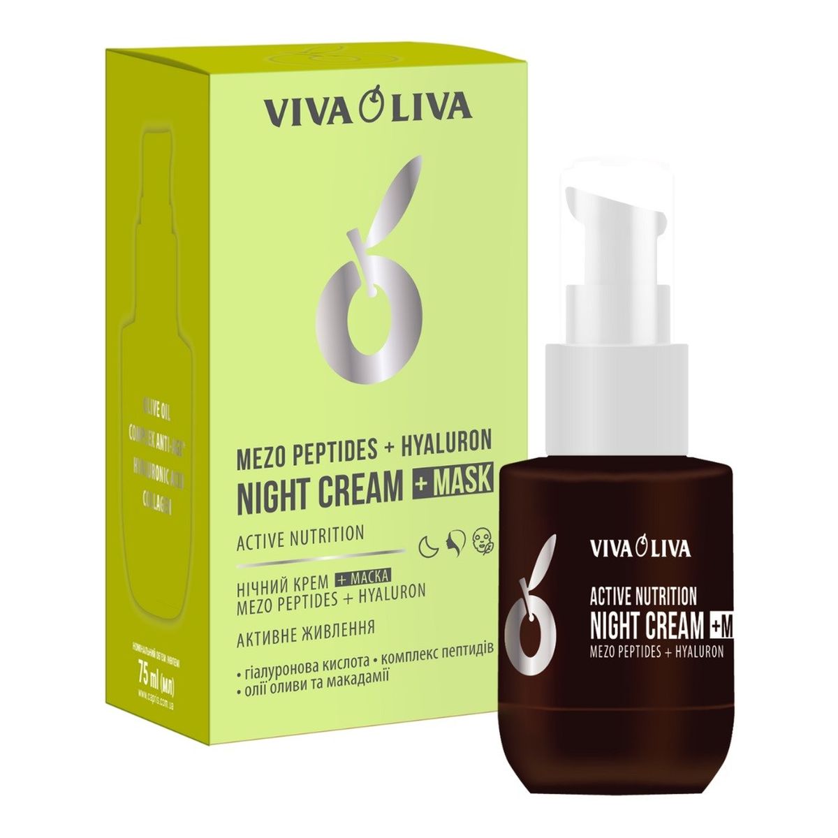 Energy of Vitamins VIVA OLIVA Krem-maska do twarzy mezo peptydy+hialuron aktywne odżywianie-na noc 75ml