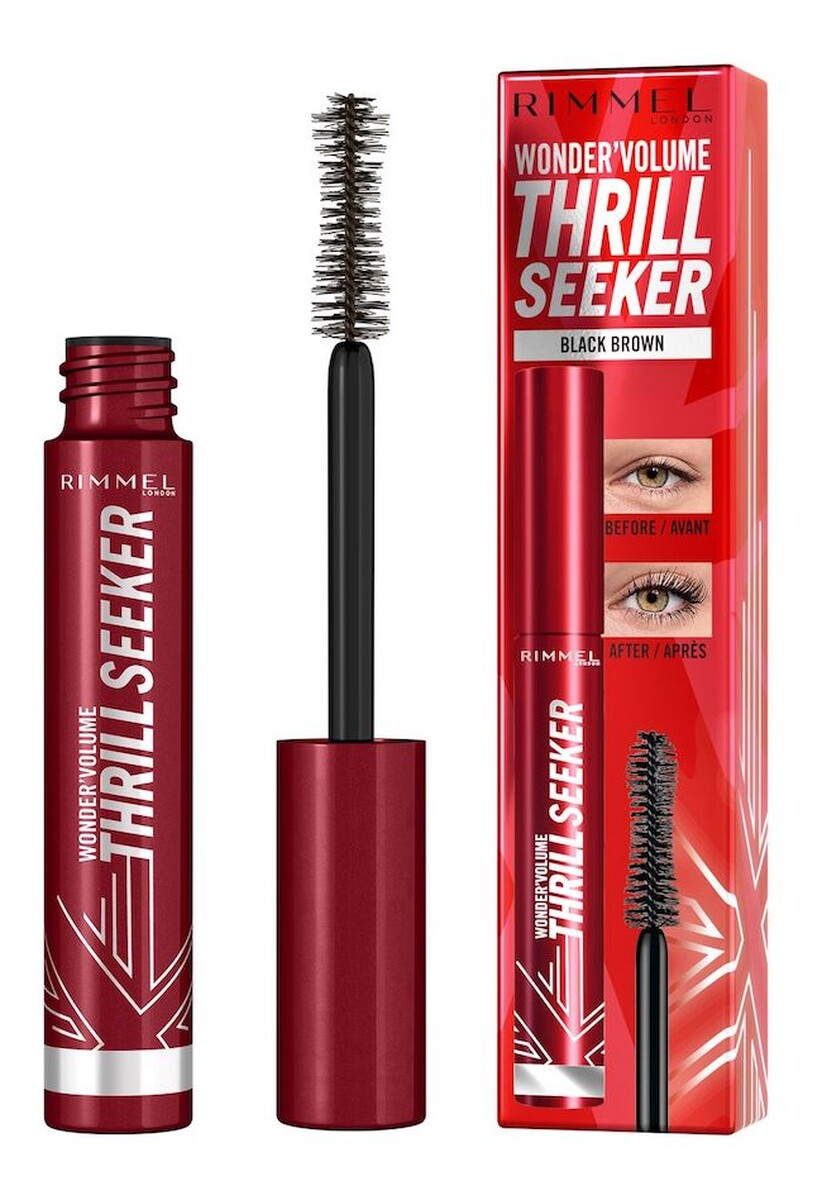 Wonder'volume thrill seeker wydłużający i zwiększający objętość tusz do rzęs 002 black brown
