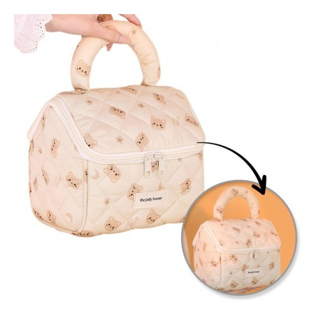 Kosmetyczka rozkładana-elegancki kuferek z rączką pikowana bear ks131k