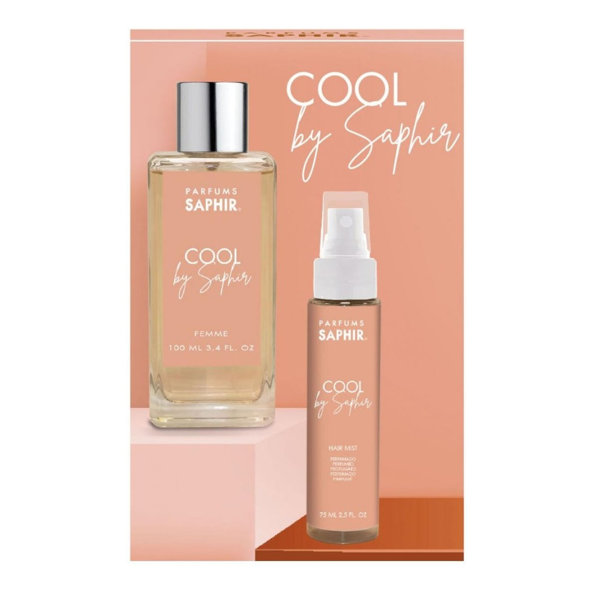 Saphir Cool Pour Femme Zestaw woda perfumowana spray 100ml + mgiełka do włosów 75ml