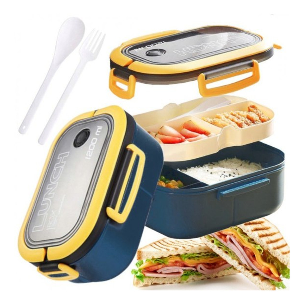 Ecarla Lunch Box Śniadaniówka Ze Sztućcami Granat PJM44GRAN