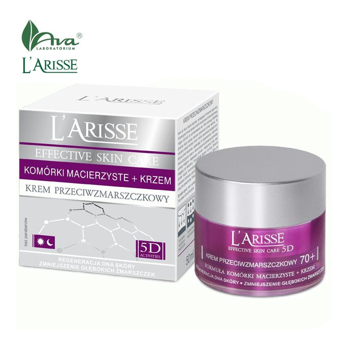Ava Laboratorium L'ARISSE Krem przeciwzmarszczkowy 70+ formuła komórki macierzyste + krzem 5D 50ml