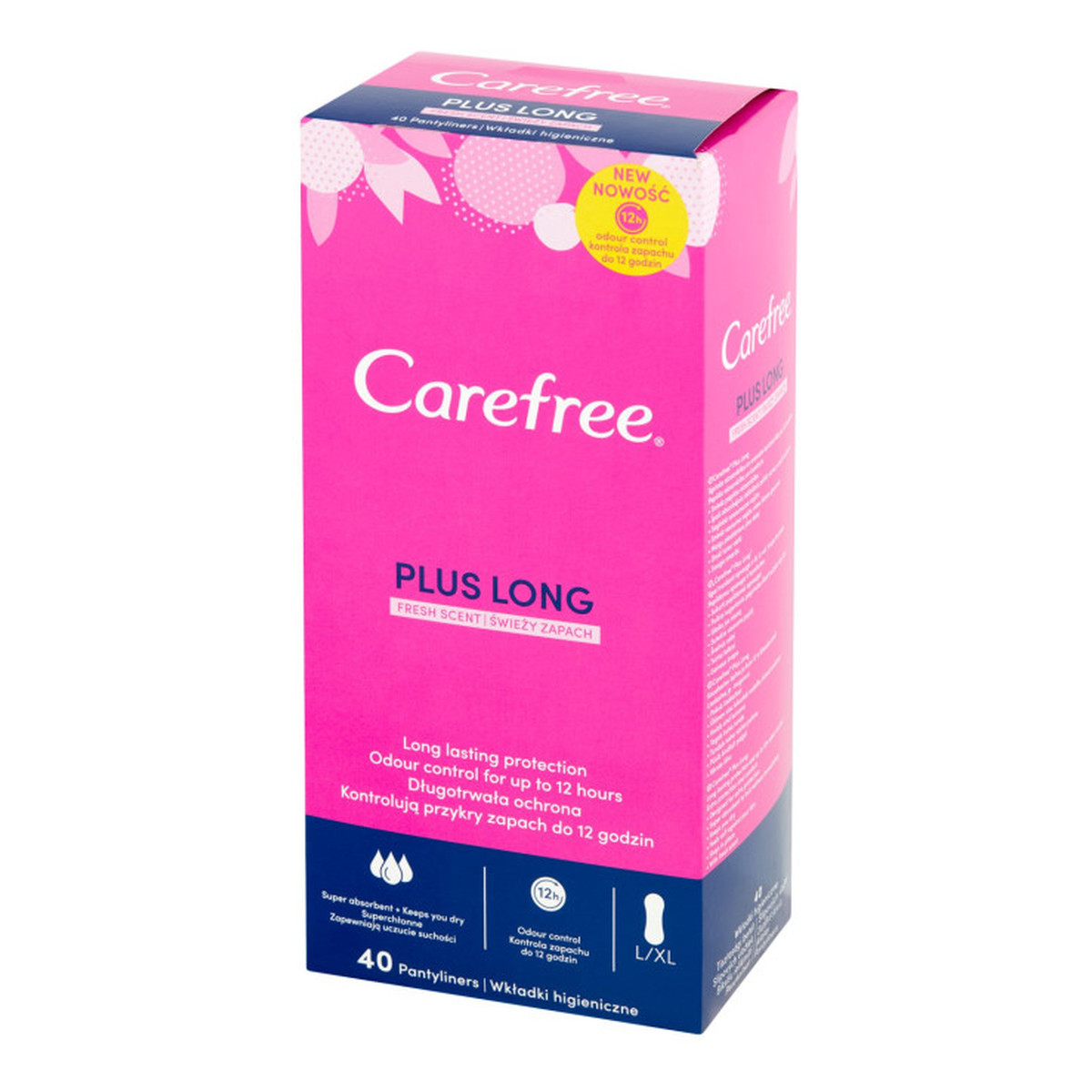 Carefree Plus Long Wkładki higieniczne Fresh Scent świeży zapach 1op.-40szt