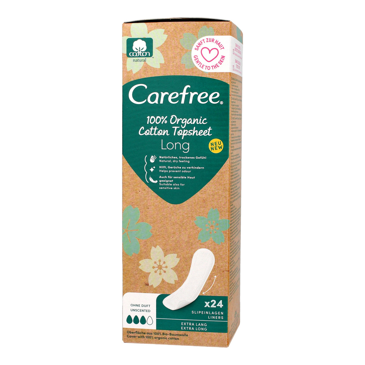 Carefree Plus 100% Organic Wkładki higieniczne - long 24szt.