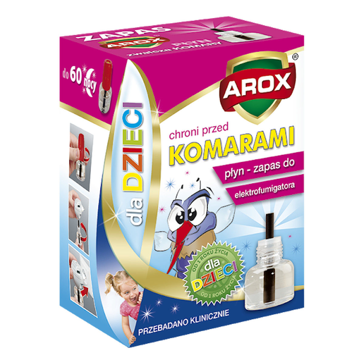 Arox Elektro płyn na komary dla dzieci Elektrofumigator + płyn 60 nocy