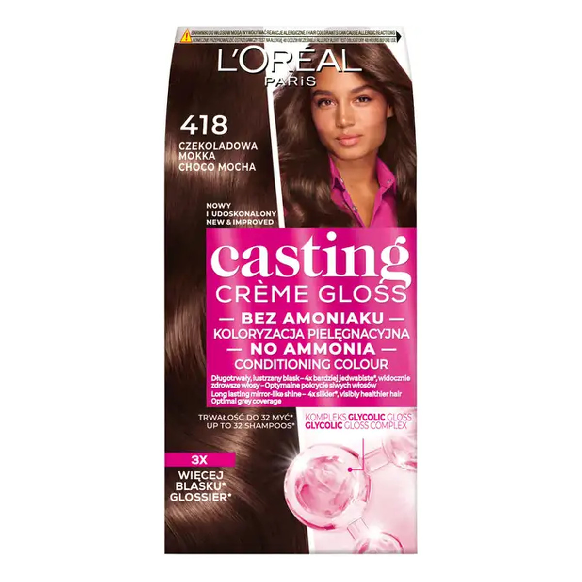 Loreal Casting creme gloss farba do włosów 418 czekoladowa mokka