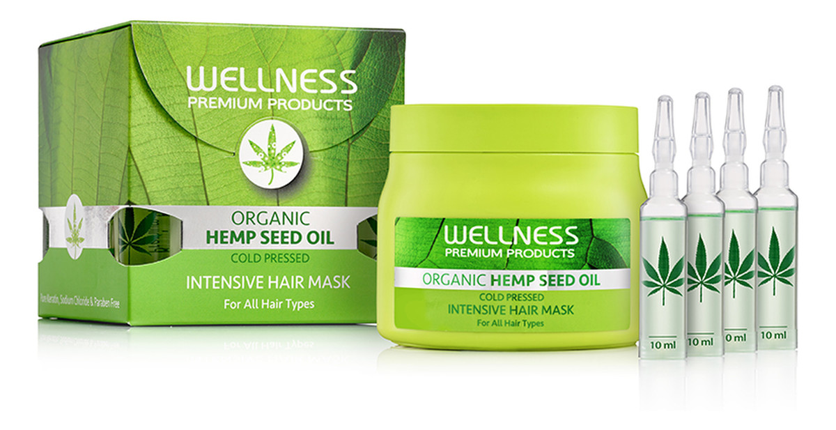 Organic hemp seed oil intensive hair mask intensywnie regenerująca maska do włosów 500ml + ampułki 4szt