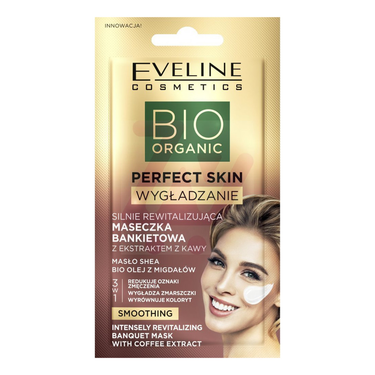 Eveline Bio Organic Perfect Skin silnie rewitalizująca maseczka bankietowa z ekstraktem z kawy Masło Shea i Bioe Olej z Migdałów 8ml