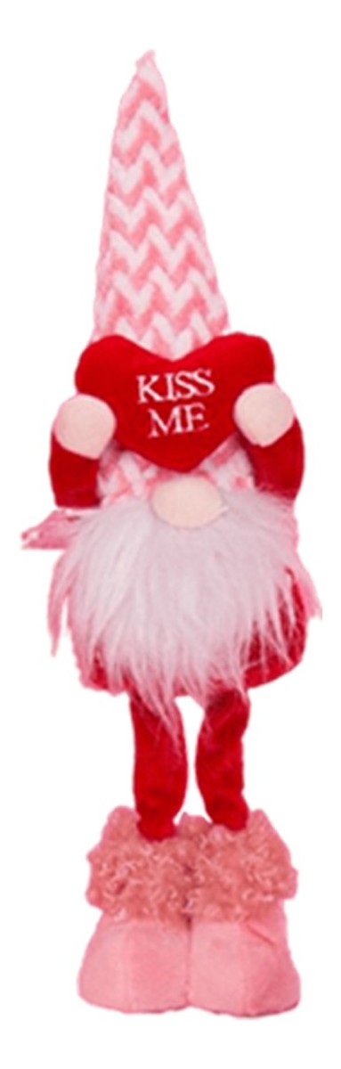 Maskotka krasnal stojący "kiss me"-różowa jodełka 1szt
