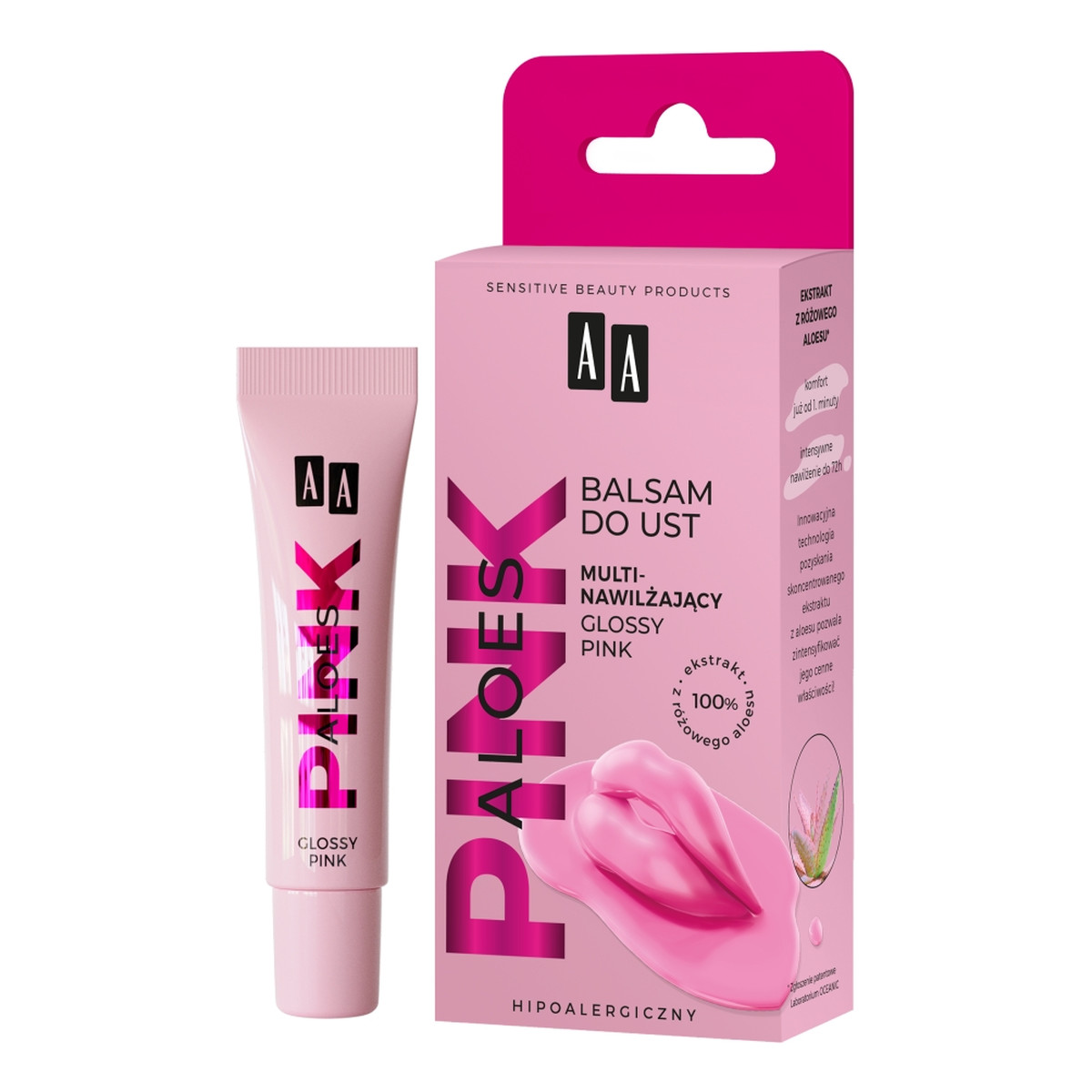 AA Aloes Pink multinawilżający Balsam do ust glossy pink 10g