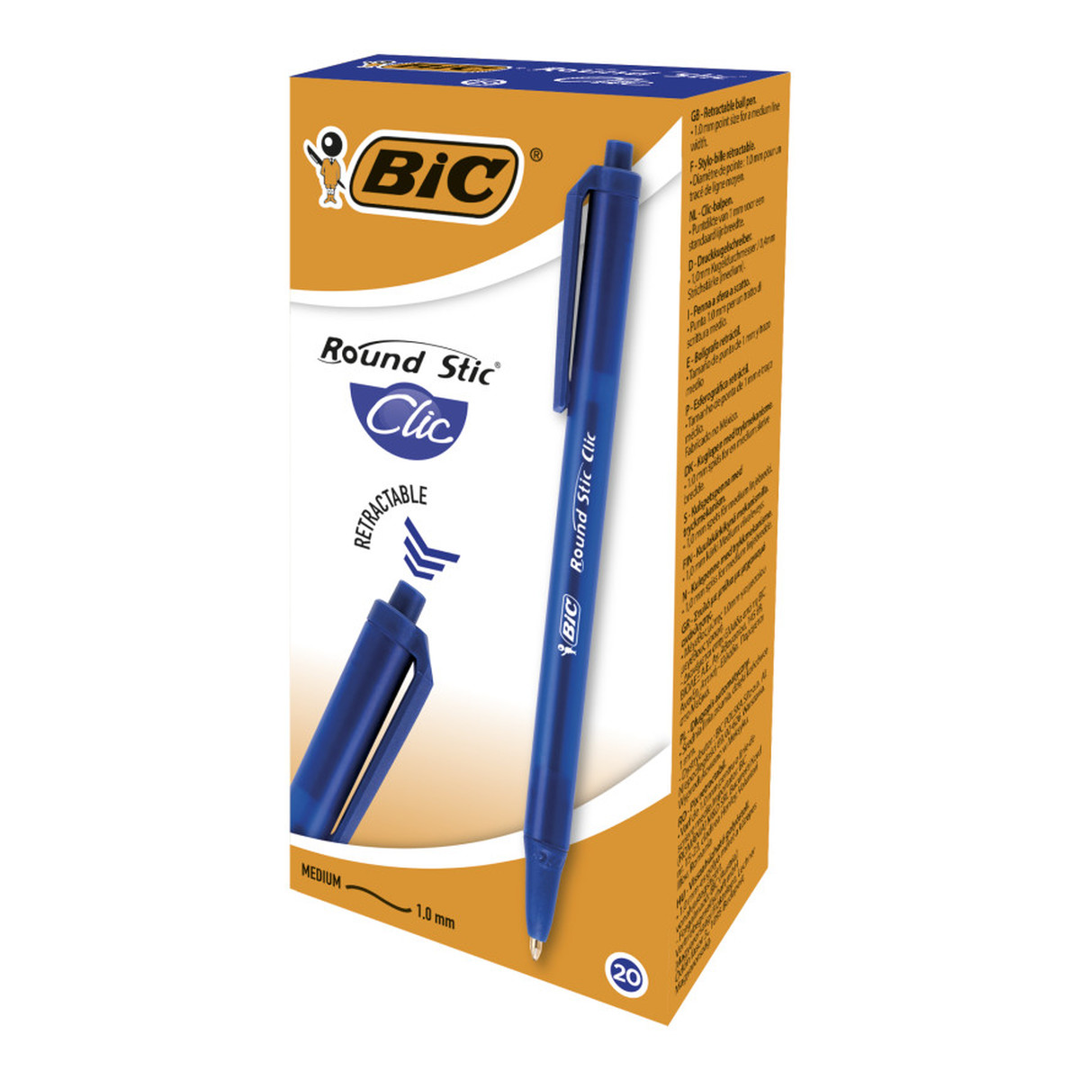 Bic Długopis Round Stic Clic niebieski 20 szt.