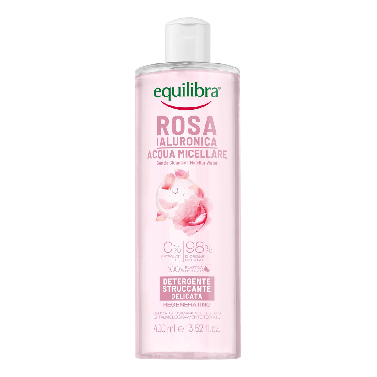 Equilibra Rosa Gentle Cleansing Micellar Water delikatnie oczyszczająca różana woda micelarna z kwasem hialuronowym 400ml