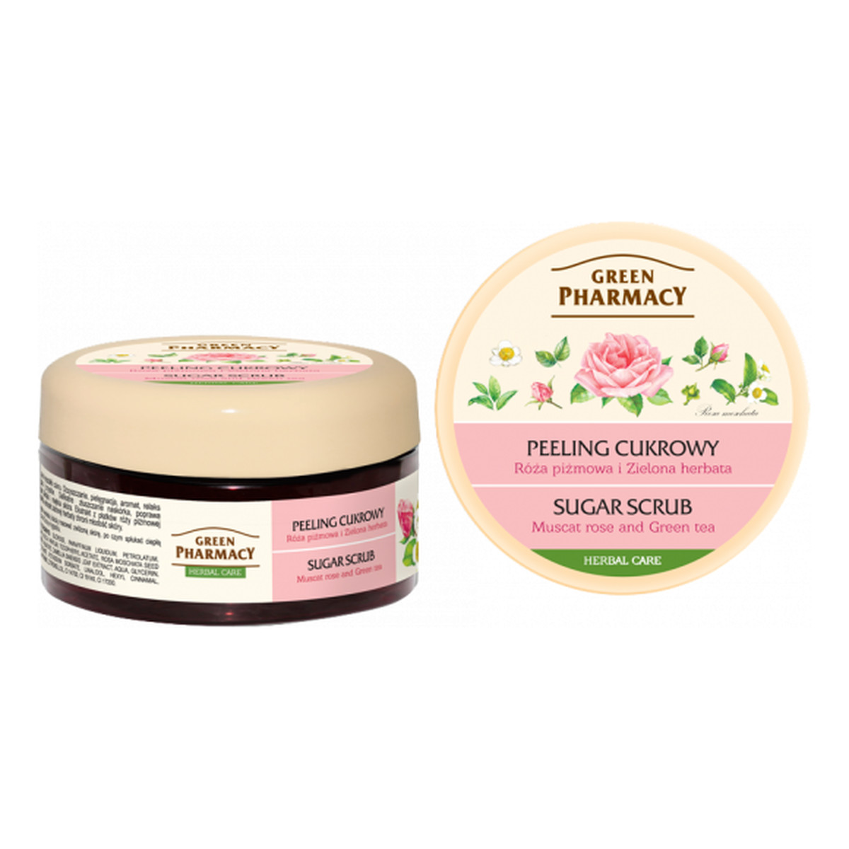 Green Pharmacy Herbal Cosmetics Body Care Peeling Cukrowy Róża Piżmowa i Zielona Herbata 300ml