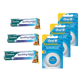 Wybielająca Pasta Do Zębów Lśniąca Biel 3x150ml + Oral B Nić woskowana 3szt.