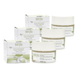 Krem do twarzy anti-age na noc zielona herbata kwas hialuronowy 3x50ml