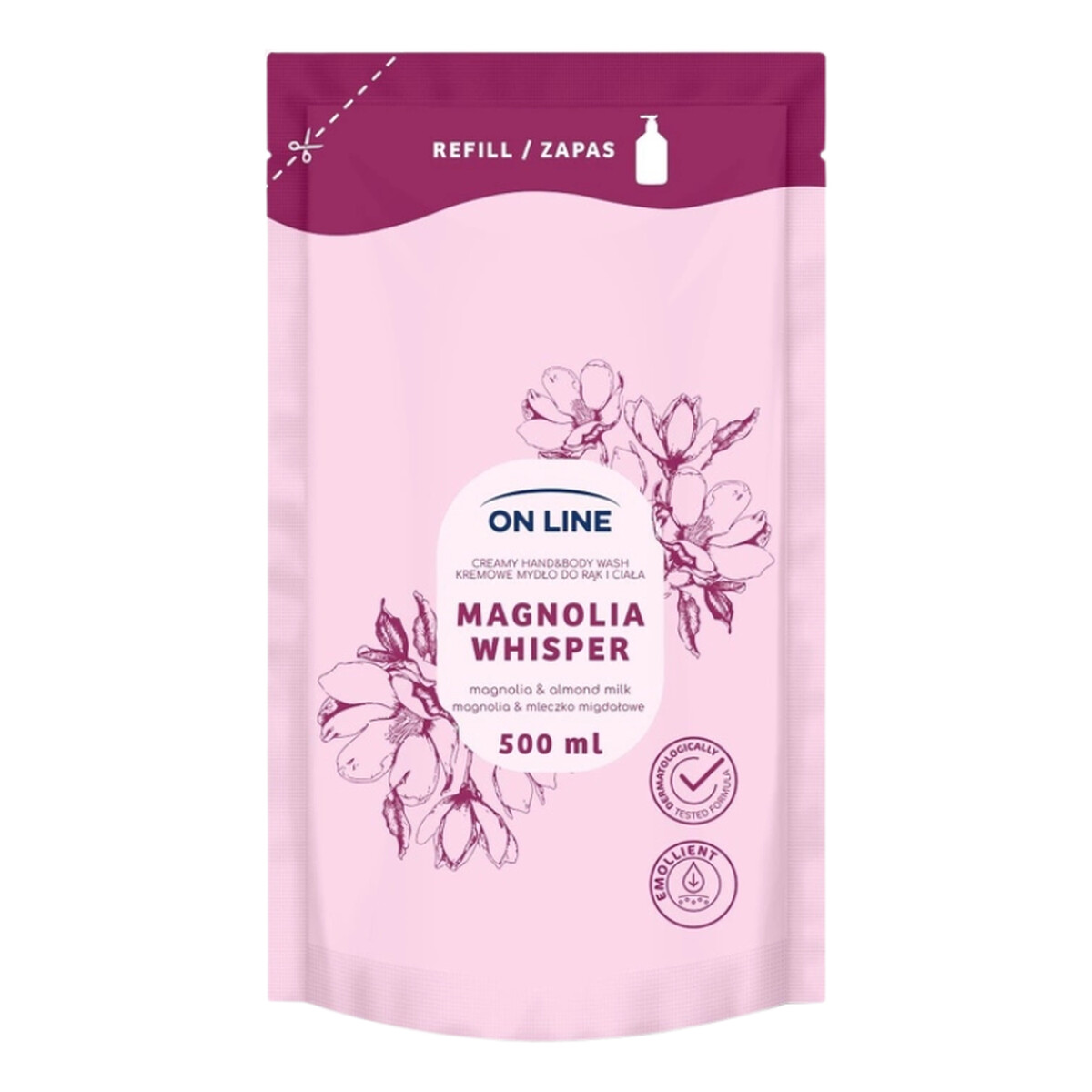 On Line Kremowe mydło do rąk i ciała Magnolia & Mleczko Migdałowe 500ml