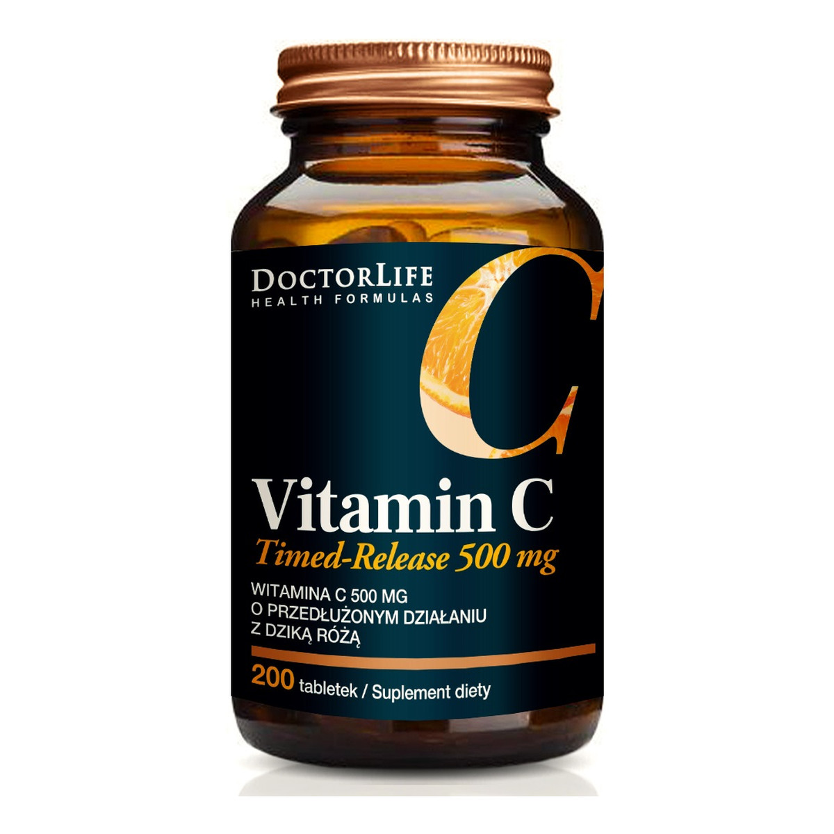 Doctor Life Timed-release vitamin c witamina c 500mg z dziką różą suplement diety 200 tabletek
