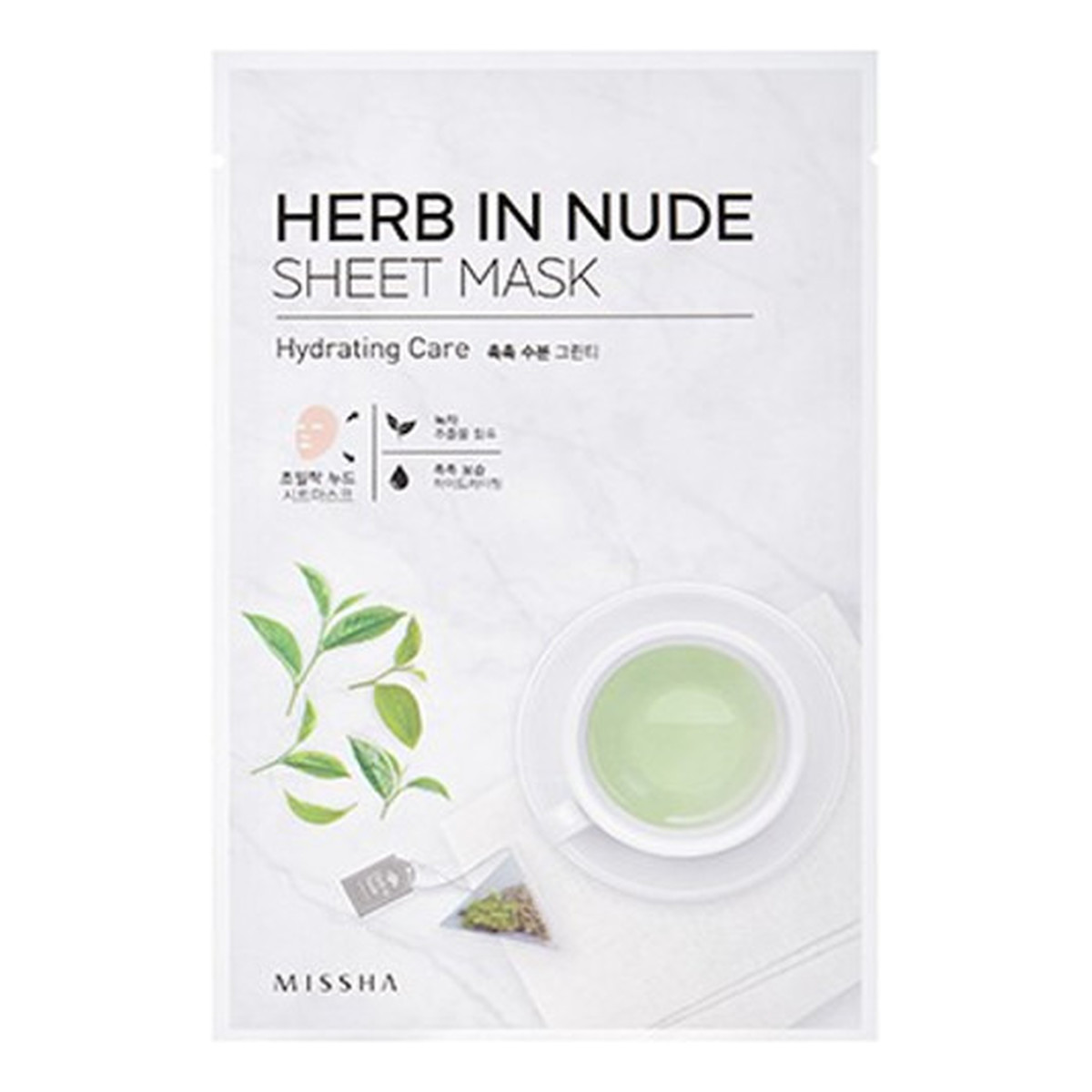 Missha Herb In Nude Sheet Mask Hydrating care Nawilżająca maska w płachcie bawełniana z kompleksem herbacianym 23g