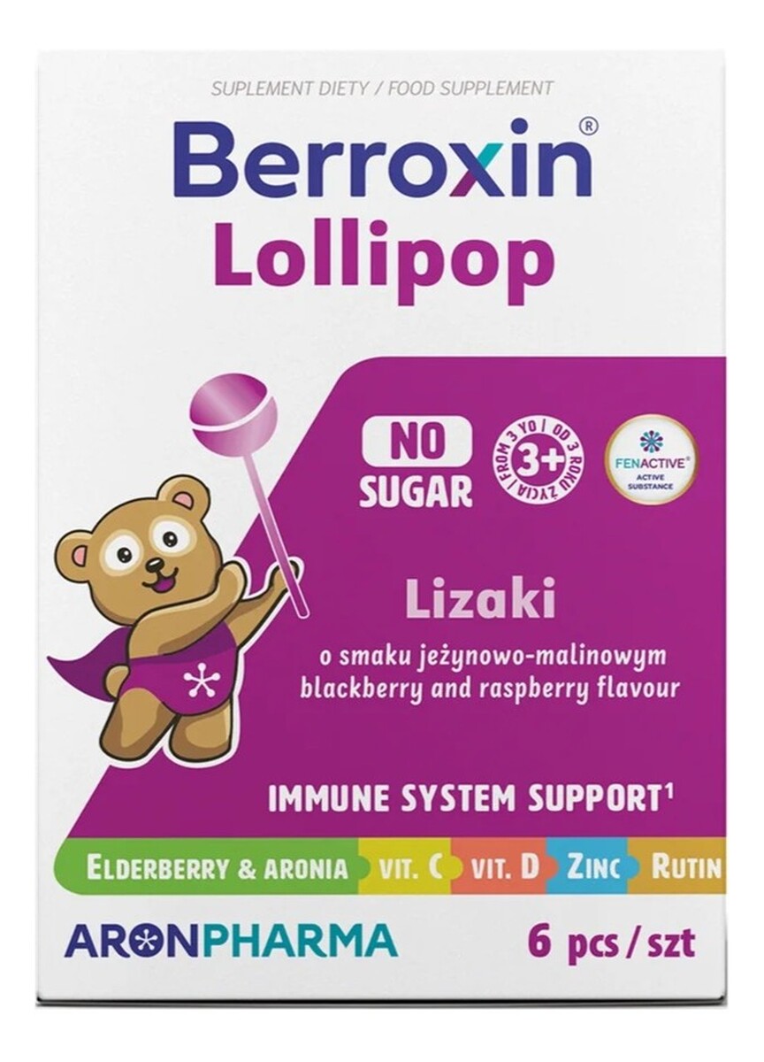 Berroxin lollipop box suplement diety w postaci lizaków dla dzieci 6szt.