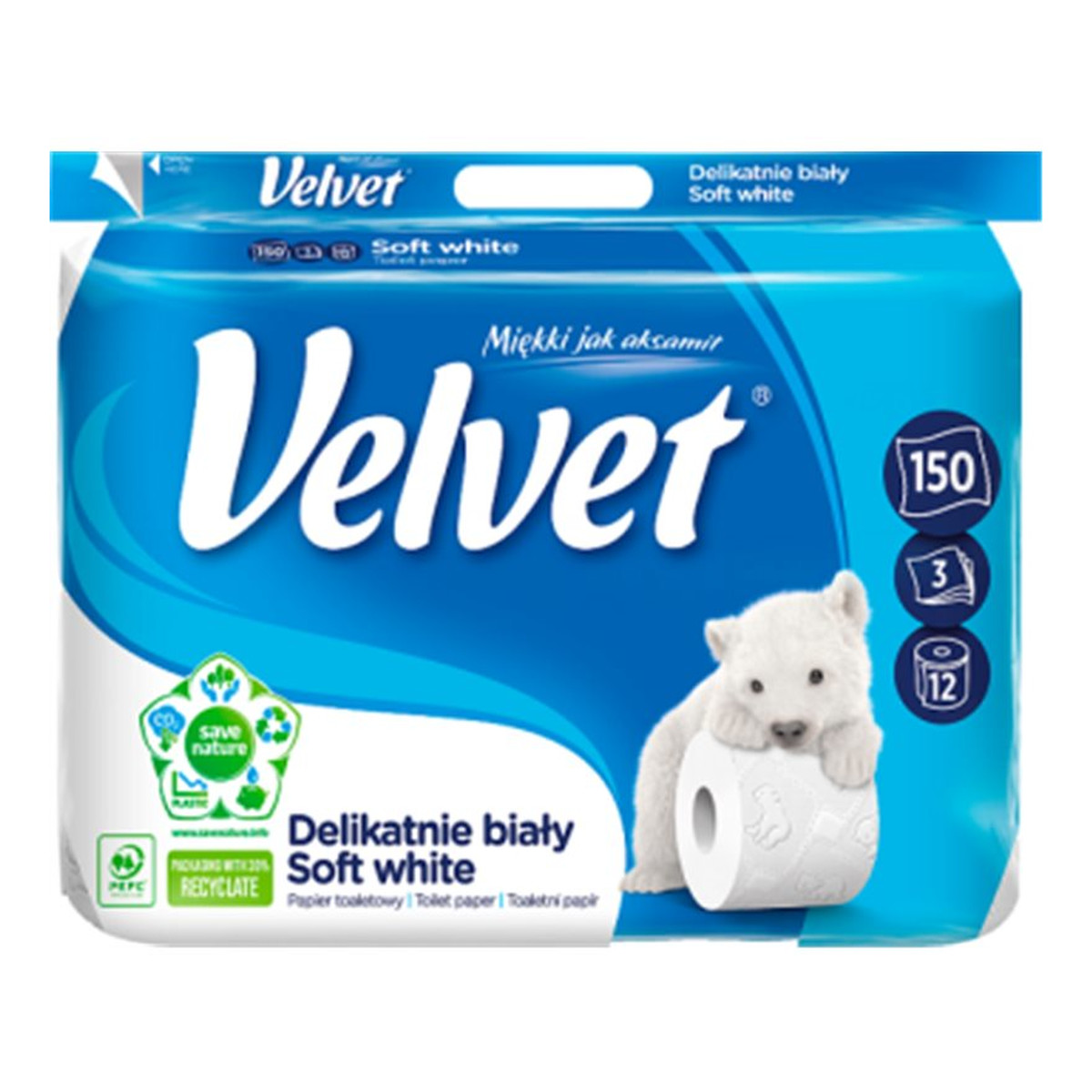 Velvet Delikatnie biały papier toaletowy 12rolek