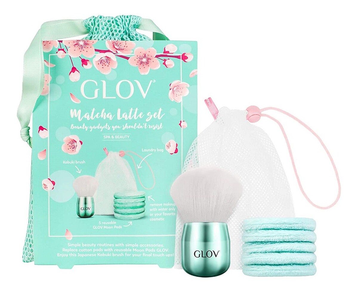 Zestaw moon pads waciki do demakijażu 5szt + kabuki brush pędzel do makijażu + woreczek