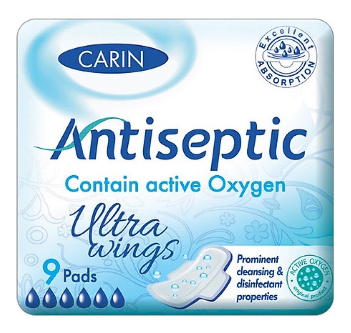 Antiseptic ultra wings ultracienkie podpaski ze skrzydełkami 9szt